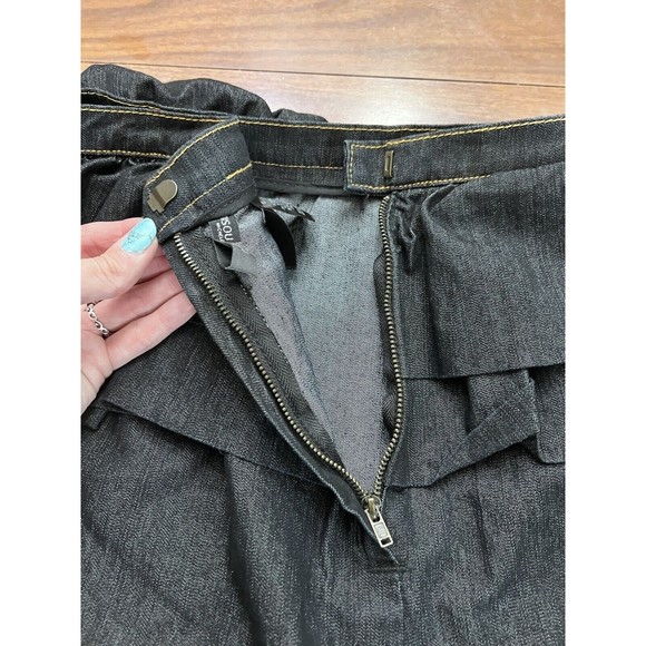 Bisou Bisou Denim Straight Ruffles Knee Length Pencil Skirt Women Size 12 Slit - Picture 7 of 10